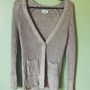 american eagle cream button up cardigan
